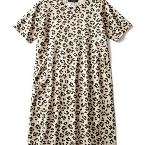 Lucky 🍀 Brand | Leopard Print Short Sleeve Tee Shirt Mini Dress | Size Medium